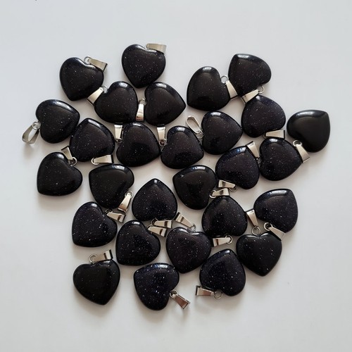 Wholesale 50pcs Fashion Natural heart blue sand stone Silver P Beads Pendants GQ - Picture 1 of 5