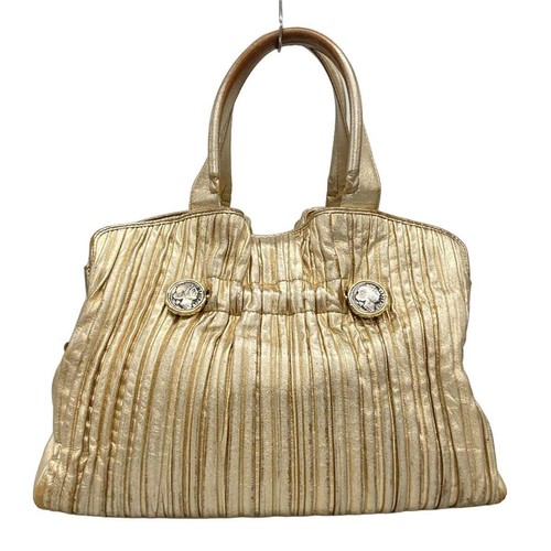 Auth BVLGARI Monete - Gold Leather Handbag - Picture 3 of 6