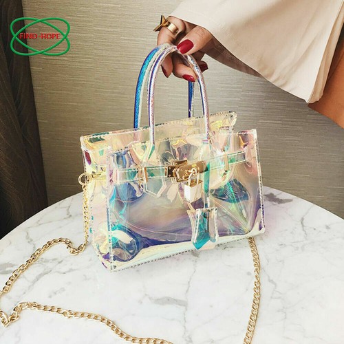 Iridescent Holographic Transparent PVC Fabric Vinyl Material Bow Craft Clear Bag - Picture 11 of 31