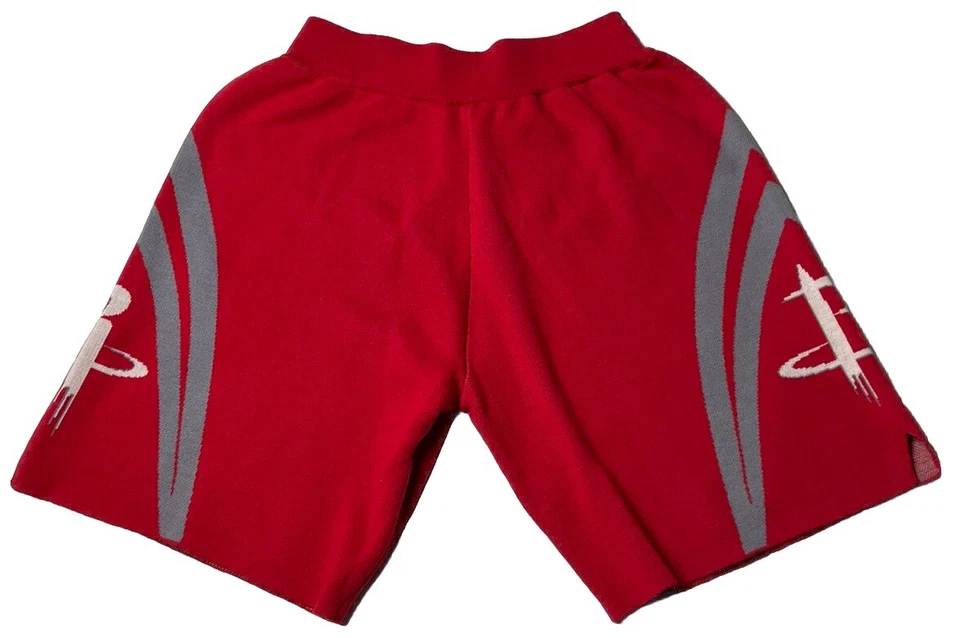 MITCHELL & NESS x CLOT $350 HOUSTON ROCKETS L KNITTED SHORTS RED WOOL NWT - Image 3 of 4
