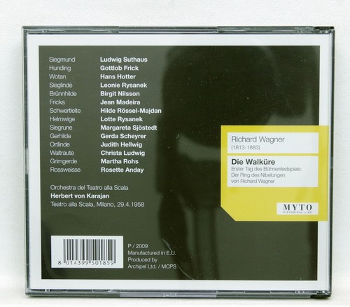 KARAJAN, SUTHAUS, HOTTER, NILSSON - WAGNER die walkure MYTO 3xCDs NM - Imagen 2 de 2