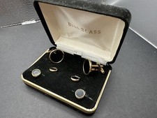 Vintage Bill Blass Tuxedo Cufflinks Black Onyx Gold Tone