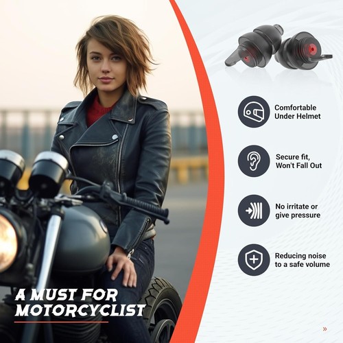 Motorcycle Ear Plugs 2 Pairs, Wind Noise Reduction & Premium Hearing Protection, - Picture 4 of 7