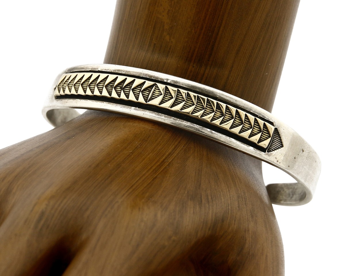 アクセサリー Navajo Indian Jewelry Silver Bangle Z Elaine Tahe (Navajo)Bracelet Cuff - 1/4