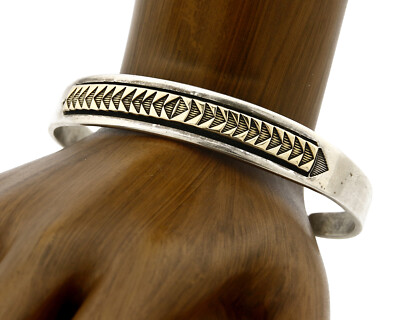 Navajo Bracelet .925 Silver & 14k Solid Gold MM Rogers and