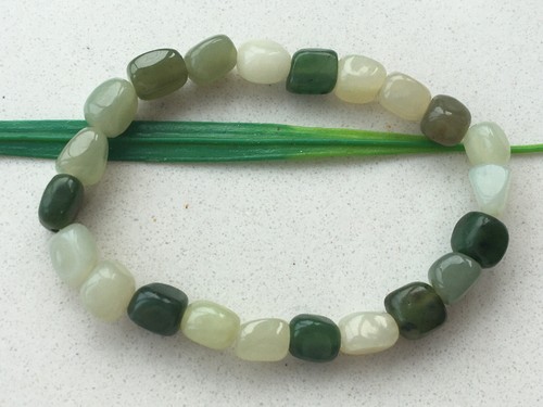 6-10mm Certified 100% natural Hotan Jade old Hetian Irregular beads bracelet 663 - Picture 3 of 11