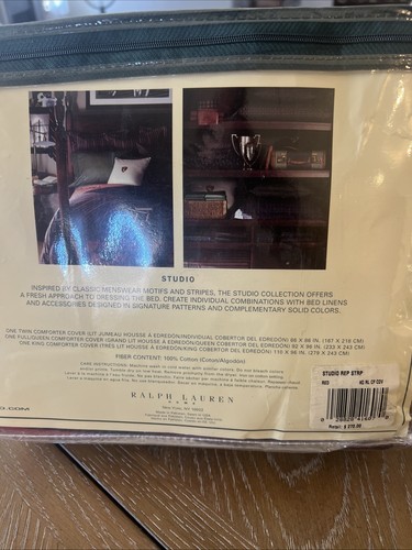 New Ralph Lauren Studio Stripe Red King Duvet Set, King & Std Shams & Bedskirt - Picture 14 of 14