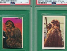 LOT 2) PSA 5/6 CHEWBACCA YOPLAIT SPAIN STICKER 1980 STAR WARS UK GRADED SW-TPHLC