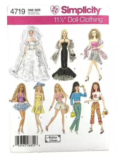 NEW Barbie 11 1/2" Doll Fashion Clothes Sewing Pattern Simplicity #4719 UNCUT