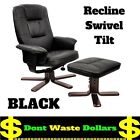 PU Leather Lounge Recliner Chair Ottoman Black