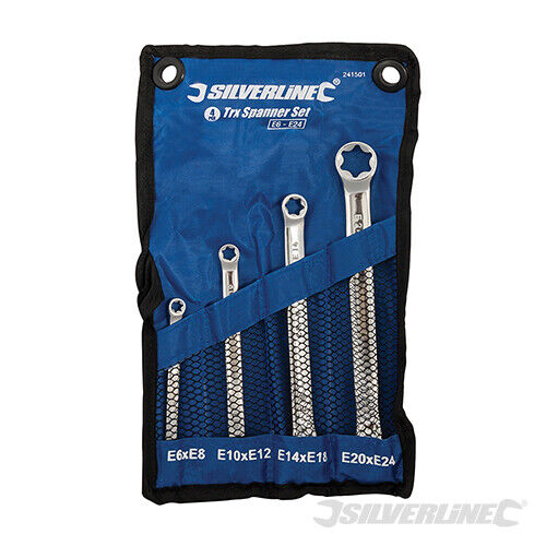 SILVERLINE 4PC E6-E24 TRX TORX LONG RATCHET RING SPANNER WRENCH SET 241501 - Picture 1 of 3