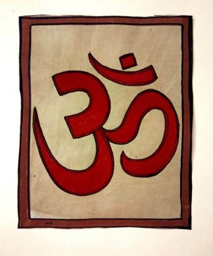 Om Religious Tantra Painting Handmade Miniature Art On Canvas PN12099 - Picture 1 of 11