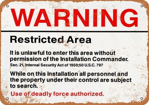 Metal-Signs-Size-8-034-x12-034-or-12-039-039-x18-Tin-Signs-Warning-Restricted-Military-Area