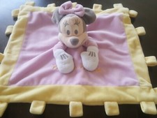 Disney Parks Minnie Mouse Lovey Security Blanket Baby Pink Yellow Crinkle Tags