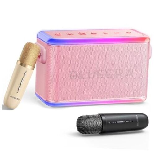 Karaoke Machine for Adults & Kids, Portable 60W Speaker, Rechargeable Pink