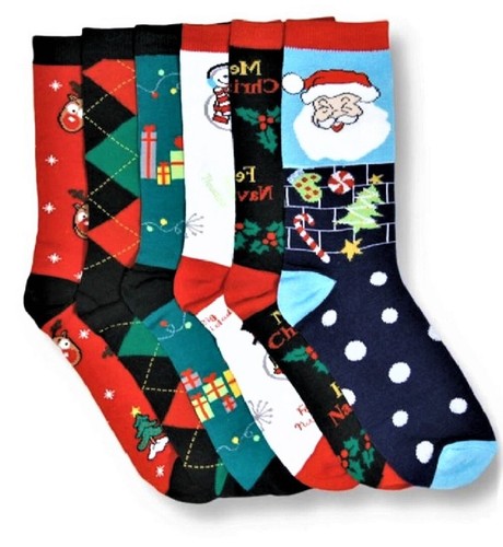 6 Pairs Christmas Crew Socks Winter Warm Soft Xmas Stocking Stuffers #1 9-11 - Picture 2 of 2