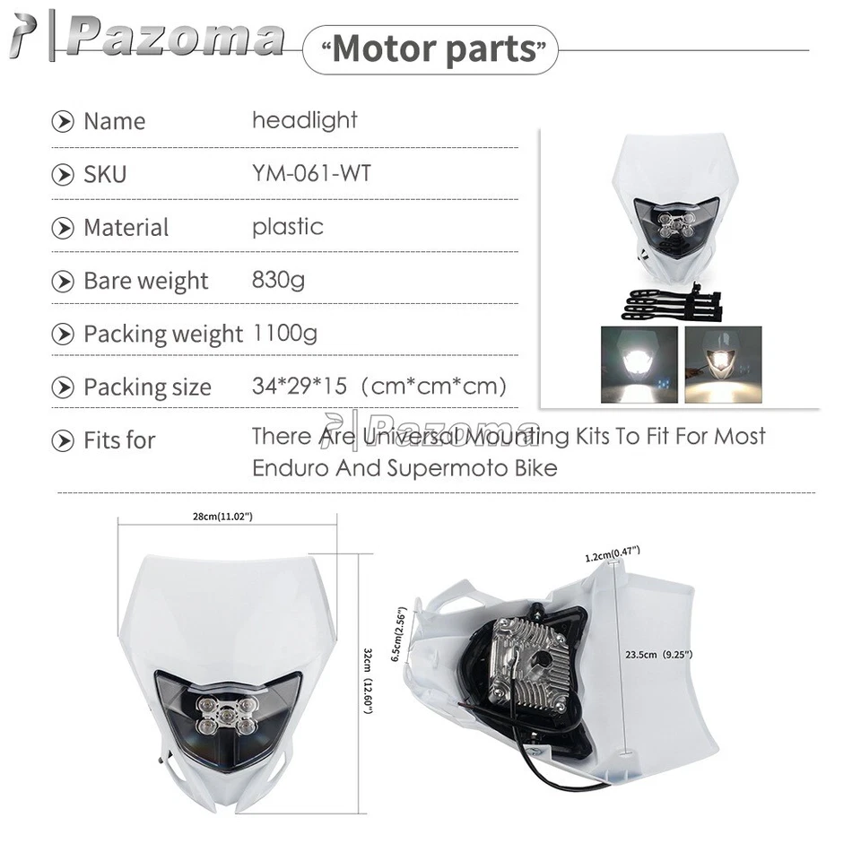 Faro LED de enduro para motocicleta Yamaha WRF YZ 250 450 426 WR250F/X WR450F Foto 3 de 4