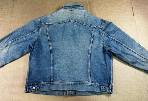 Giacca Deniem vintage effetto invecchiato stile camionista stile camionista e dettaglio pelle 46R Made in USA - Foto 19 di 24