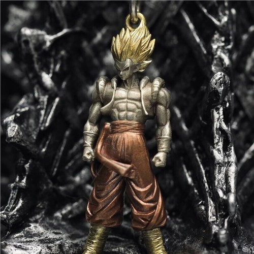 Herren Edelstahl Super Saiyajin Anhänger Halskette Schmuck mit Kette - Bild 4 von 6