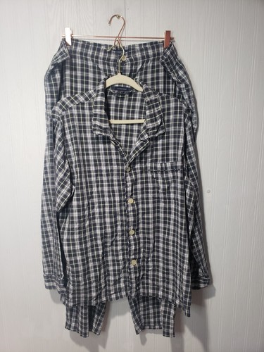 Land's End Men's Pajama Set Plaid Long Sleeve Button Front Size L 42-44 & 36-38 - Picture 1 of 12