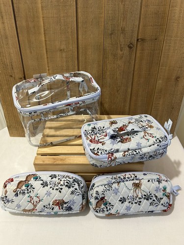 Vera Bradley 4 PC Cosmetic Organizer Set Travel Makeup Case Merry Mischief New - Picture 2 of 5