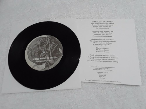 WORLD BURNS TO DEATH / SLANG 7" Prank Records Butcher Forward Framtid crust - Picture 3 of 3