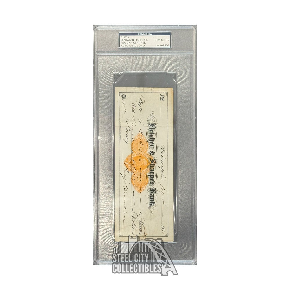 Benjamin Harrison Autographed Signed Check - PSA/DNA 10 GEM MT 