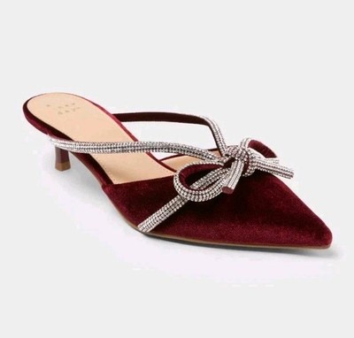 Women s Gwen Rhinestone Bow Heels - A New Day 8.5
