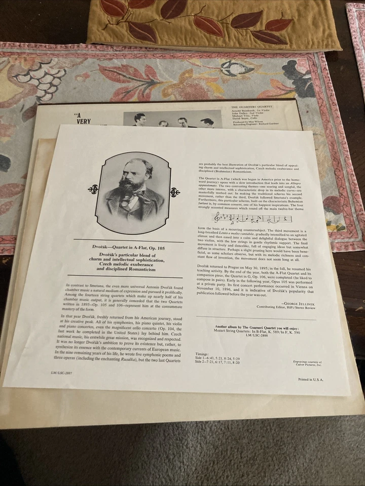 Smetana & Dvorak Quartets, Guarneri Quartet, RCA LSC-2887, 1966, White Dog, VG+ - Image 4 of 4