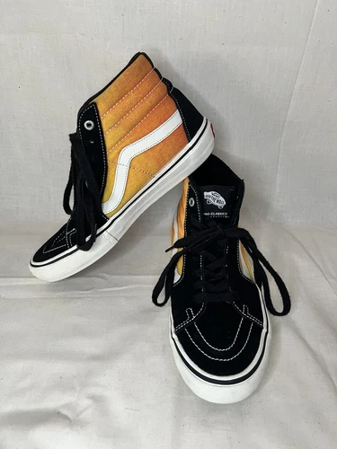 Vans Pro Classics Hi Top Skateboard Nero Scamosciato Arancione Oro Ombré Taglia 7 5 M 9 5 W
