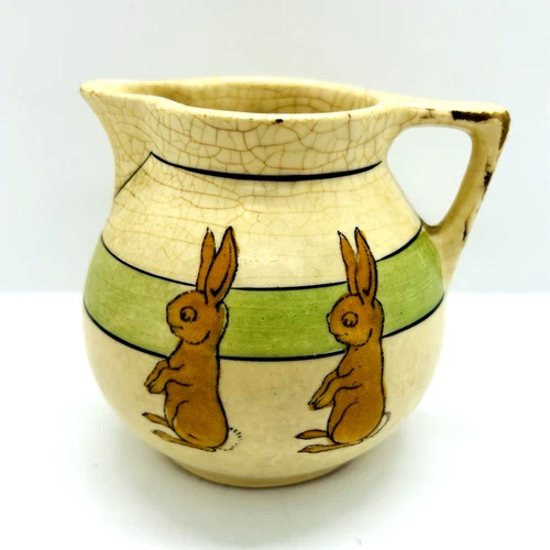 Vtg Roseville Pottery Juvenile Creamware Rabbit Creamer 3.5"