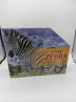 I Am Zebra 1000 Piece Animal Shaped Jigsaw Puzzle Madd Capp New