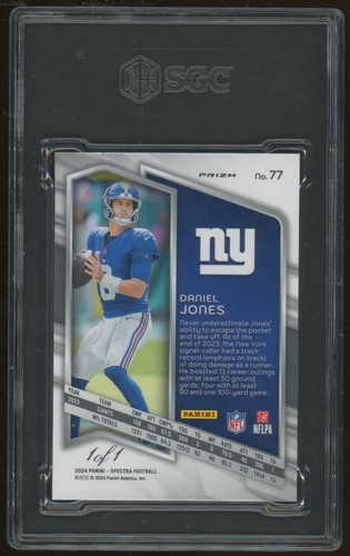 2024 Panini Spectra Gold Vinyl 1/1 Daniel Jones #77 Giants Colts SGC9.5 MT+ - Picture 2 of 2
