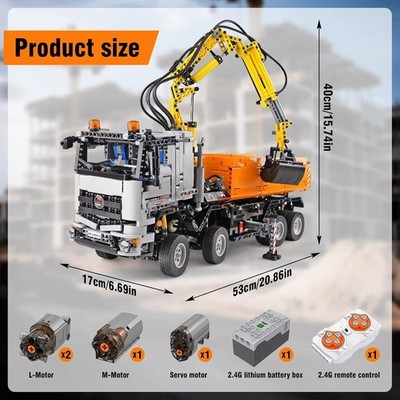 Mould King 19007S RC Kran LKW 2970 Teile Technik  Pneumatik Truck