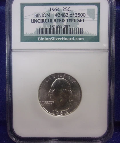 1964 Washington Quarter NGC ** Binion Collection #2482 of 2500 *DN*
