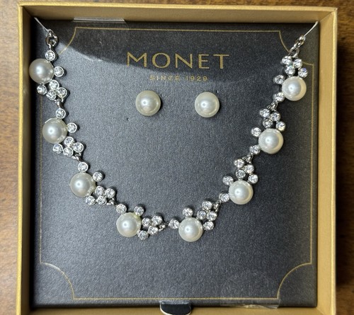 Conjunto de collar y pendiente Monet de perlas y piedras de imitación con caja - Imagen 2 de 3