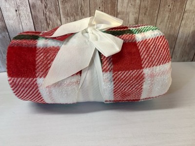 NWT Holiday Home Microplush Throw Christmas Plaid Blanket 50x60 Gift FREE S/H