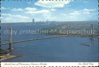 New York City Verrazano Narrows Bridge aerial view
