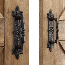 SMARTSTANDARD Heavy Duty 9" Antique Barn Door Handle Set of 2 handles, Black 