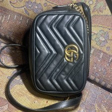 Gucci GG Marmont Quilted Shoulder Bag Small Black Leather