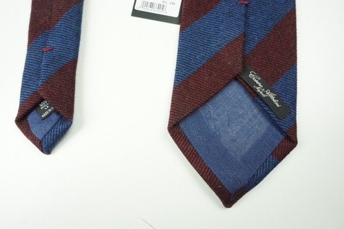 Cravatta Cesare Attolini blu cobalto Merlot rosso tessuto 100% lana NUOVISSIMA - Foto 6 di 7