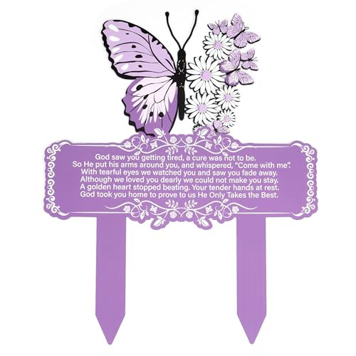 Memorial Stakes Grave Decorations for Cemetery Butterfly Metal Waterproof - Picture 2 of 8