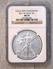 2011-W $1 Burnished American Silver Eagle 25th Anniversary NGC MS70 Brown Label