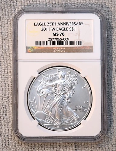 2011-W $1 Burnished American Silver Eagle 25th Anniversary NGC MS70 Brown Label