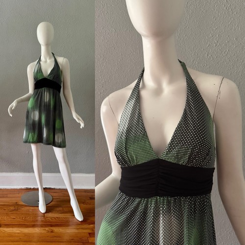 Vintage Minikleid 90er grün Neckholder Y2K My Michelle S/M