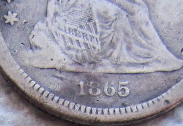 1865-S Seated Liberty Silver Quarter Rare Key Date Full Liberty Cleaned Damaged - Image 3 of 4
