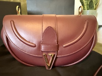 Versace Virtus Medium Shoulder Bag - Burgundy