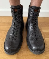 Hugo Boss Lace Up Black Leather Combat Boots Men's Size 44