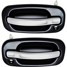 Chrome Black Exterior Door Handle Front Pair Set For Silverado Pickup Truck