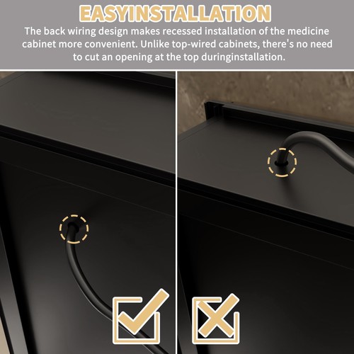 ComfyStyle Armadietto Medicinali Bagno Illuminato 20 x 26 LED con Specchio, Nero - Foto 4 di 9